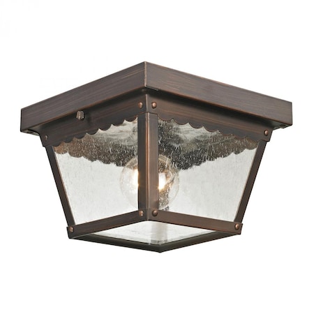 Thomas Springfield 1-Light Flush Mount in Hazelnut Bronze with Seeded Glass 9102EF/70